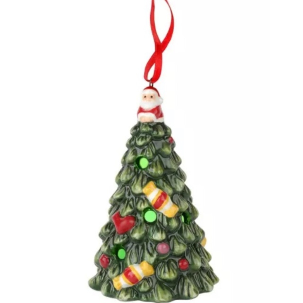 Spode Christmas Tree Ceramic Lighted Color Changing Ornament
